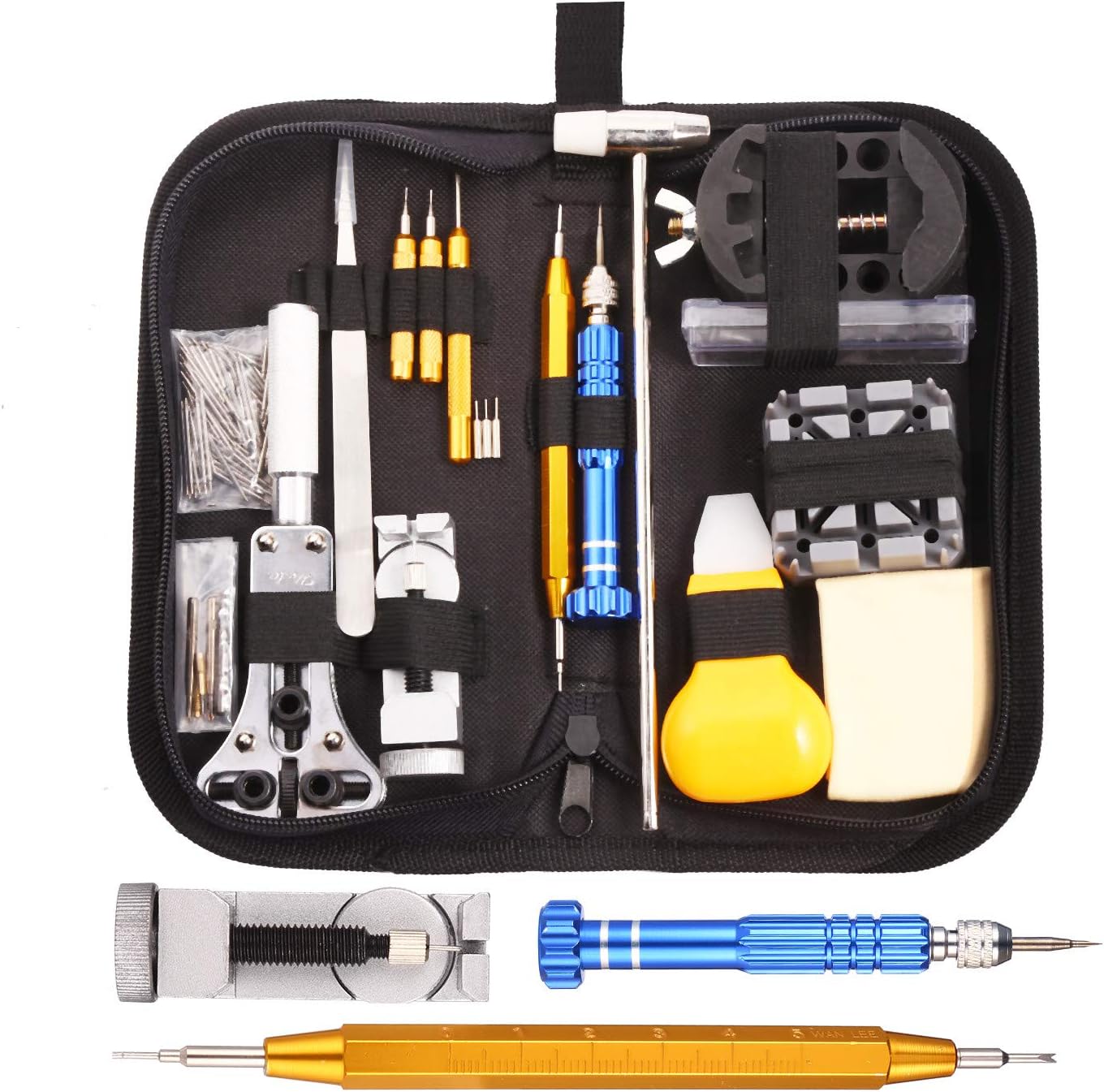 GUSODOR Watches Kit Professional Multi-Tool Watch Tool Kit Kit and Tool Repair Tools Perfect for Beginners Professional Watchmakers Collectors, Black, Black