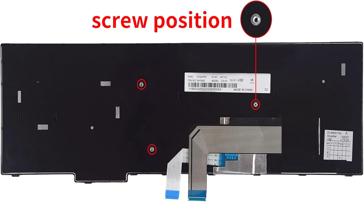 Replacement Keyboard for ThinkPad E570 E570c E575 Laptop, US Layout Non-Backlit Keyboard with Trackpoint, P/N 01AX200 Compatible with ThinkPad E570 Series