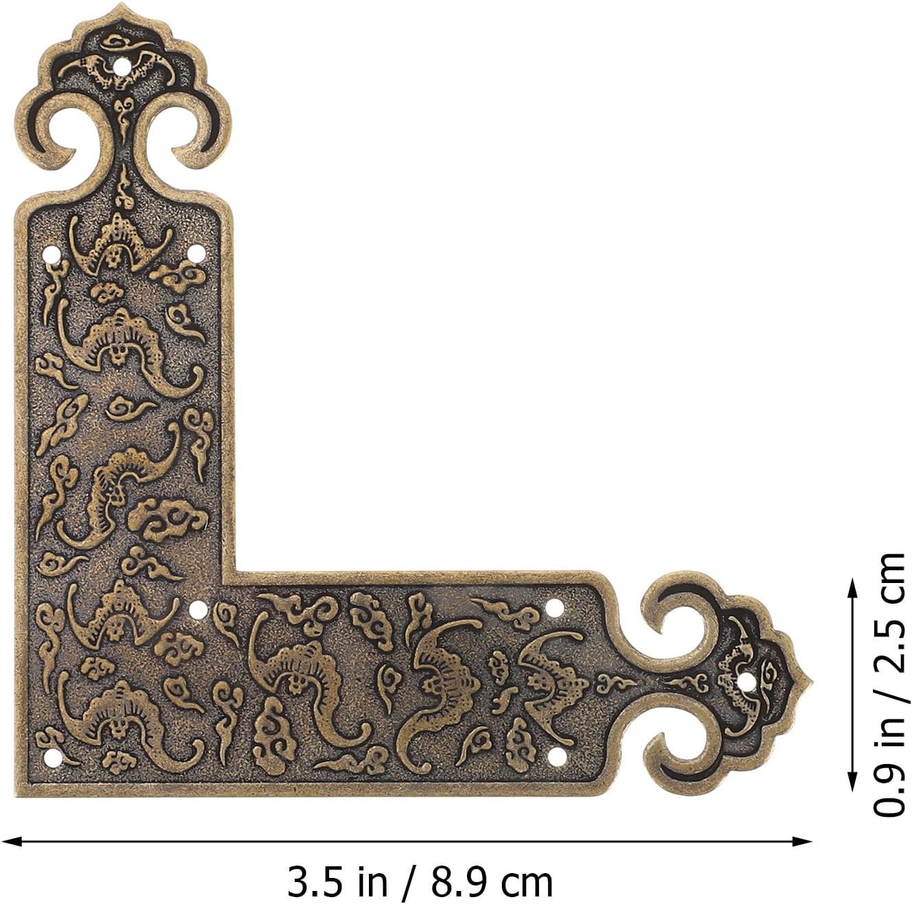 Decorative Corner Protectors 2Pcs Brass Furniture Corner Guards L Shape Retro Embossed Cabinet Edge Protectors for Tables Jewelry Boxes