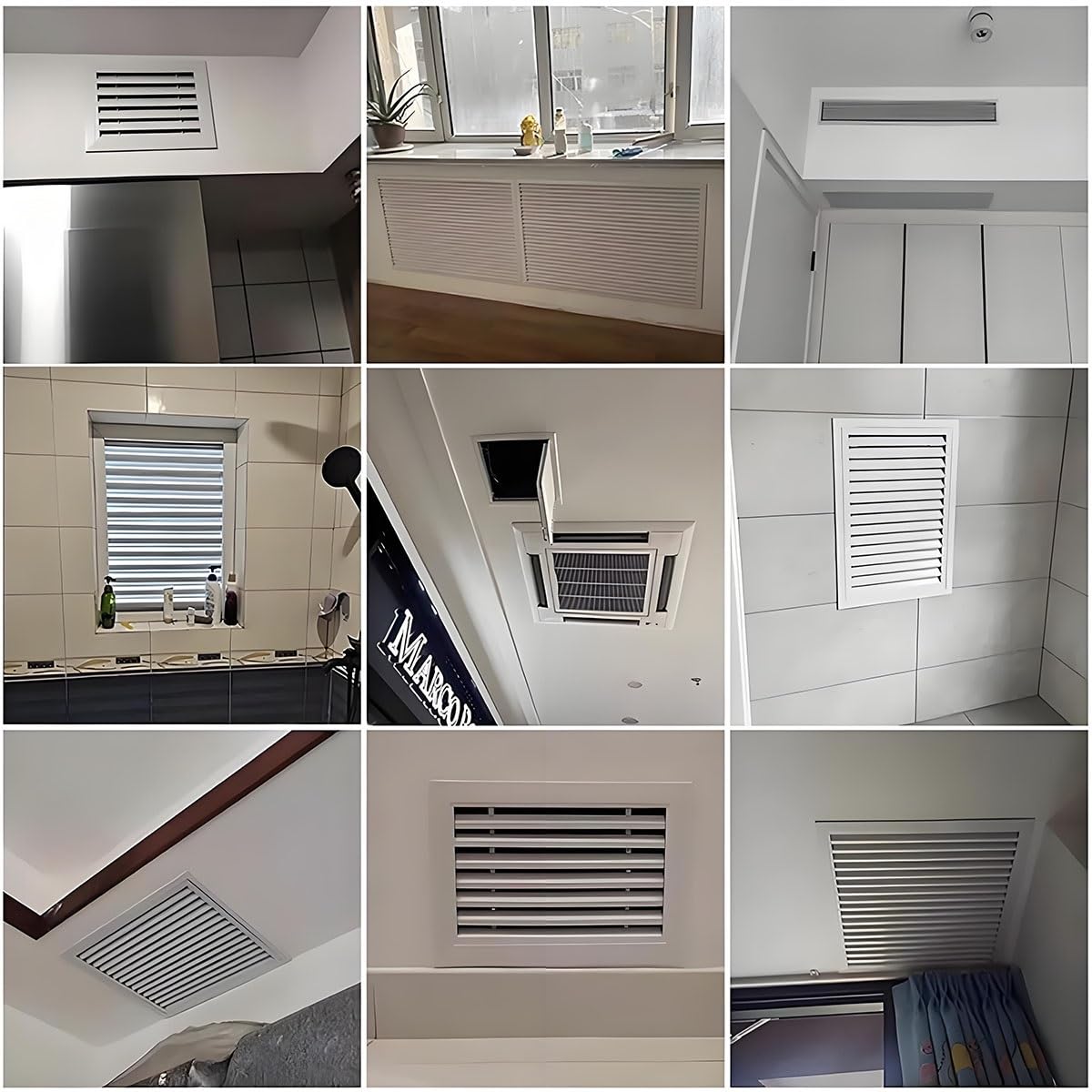 400mm*400mm Rejilla Ventilación Con Cierre Regulable, Empotrable Pared O Techo Baño, Cocina, Cuartos Húmedos Mini Persiana De Lamas Móvil Para Abrir Cerrar El Paso Del Aire(24in*12in/600mm*300mm)