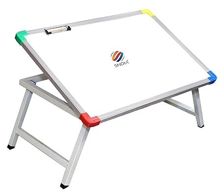 SNDIA Multi Purpose Foldable Laptop Study Writing Bed Breakfast Tray Table for Children with Whiteboard Paper Holding Clip