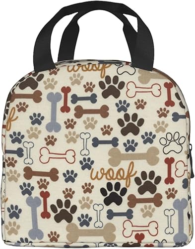 Miniatura 3 de VOOHDDY Dog Bones Paw Fun - Bolsa de almuerzo aislada para hombres y mujeres, contenedor reutilizable, impermeable, portátil, enfriador, bolsa
