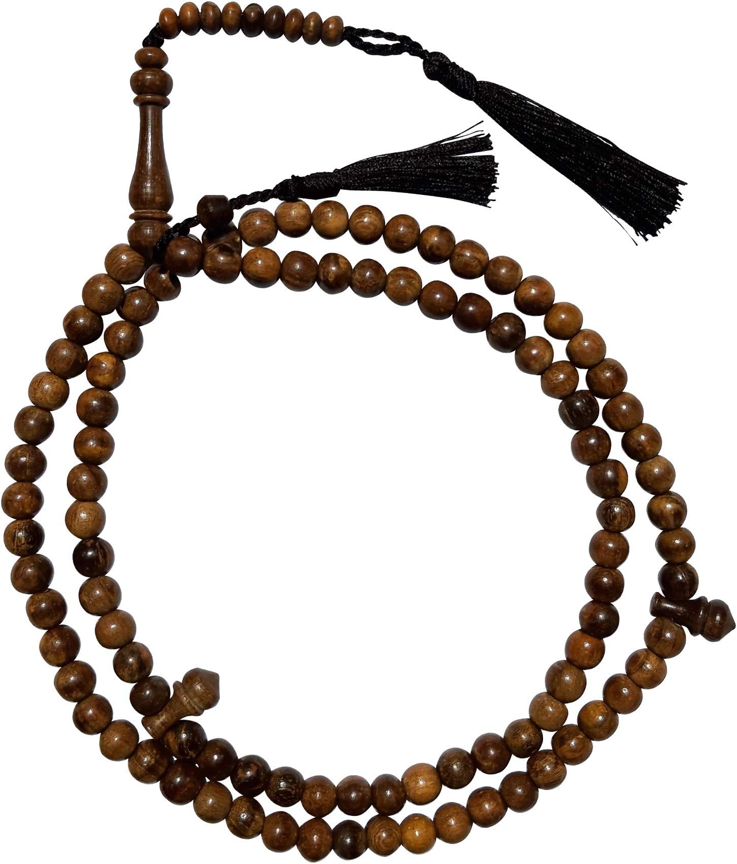 Scented Oud Light Brown Tasbih 8mm HandMade Misbaha Prayer Beads Subha with Plain Black Tassels