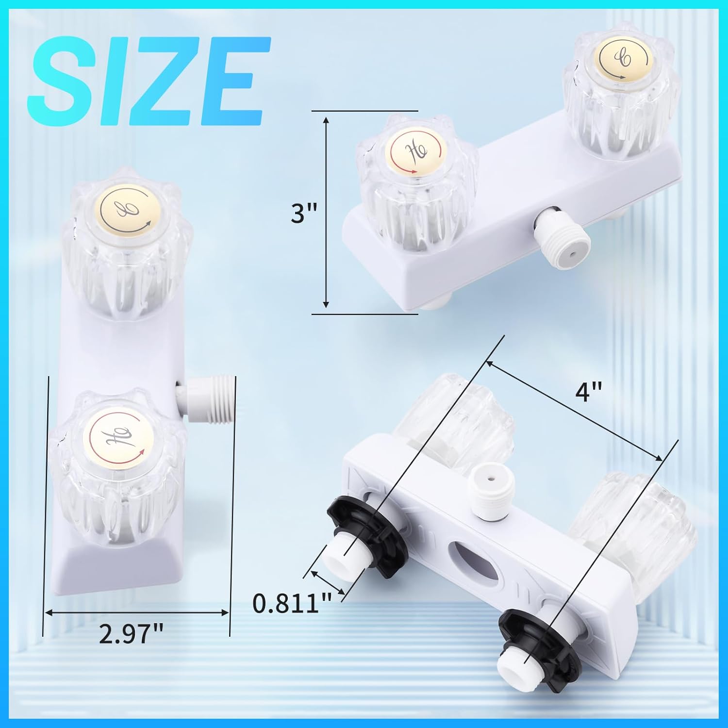 RV Shower Faucet,4” Dual Knob Diverter Valve for Indoor/Outdoor Tub Use,Acrylic Shower Faucet Replacement for Camper, Motorhome & Trailer Bathroom Showers (White)