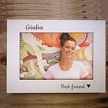 White Photo Frame with Dedication and Photo Included Personalised with Bamboo Engraving Customisable with Text, Nice and Original Gift Idea for Any Occasion