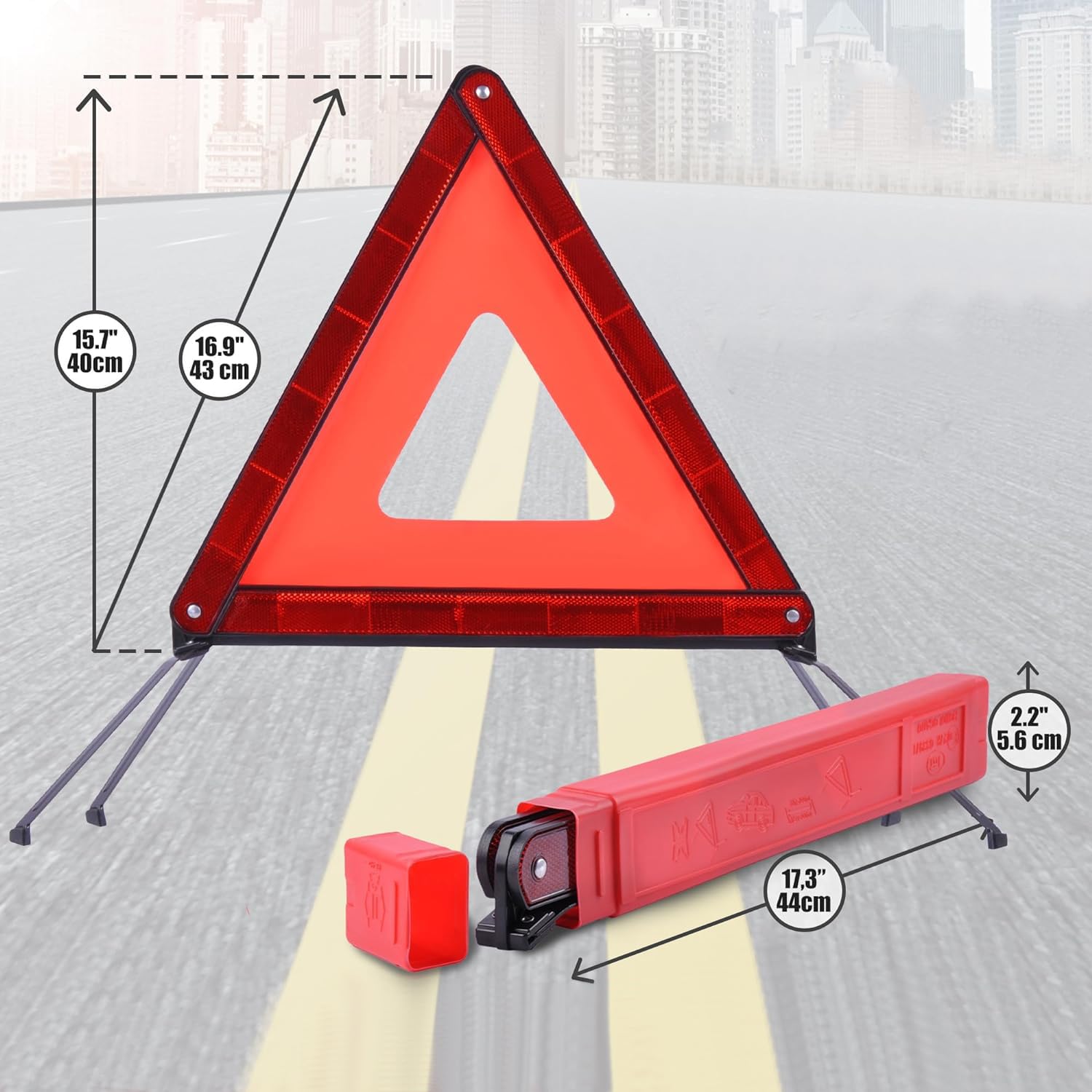 Triangolo Auto Omologato, Pieghevole Stradalei Riflettente Emergenza Triangolo Auto con Custodia, per la Costruzione di Strade e Incidenti di Sicurezza
