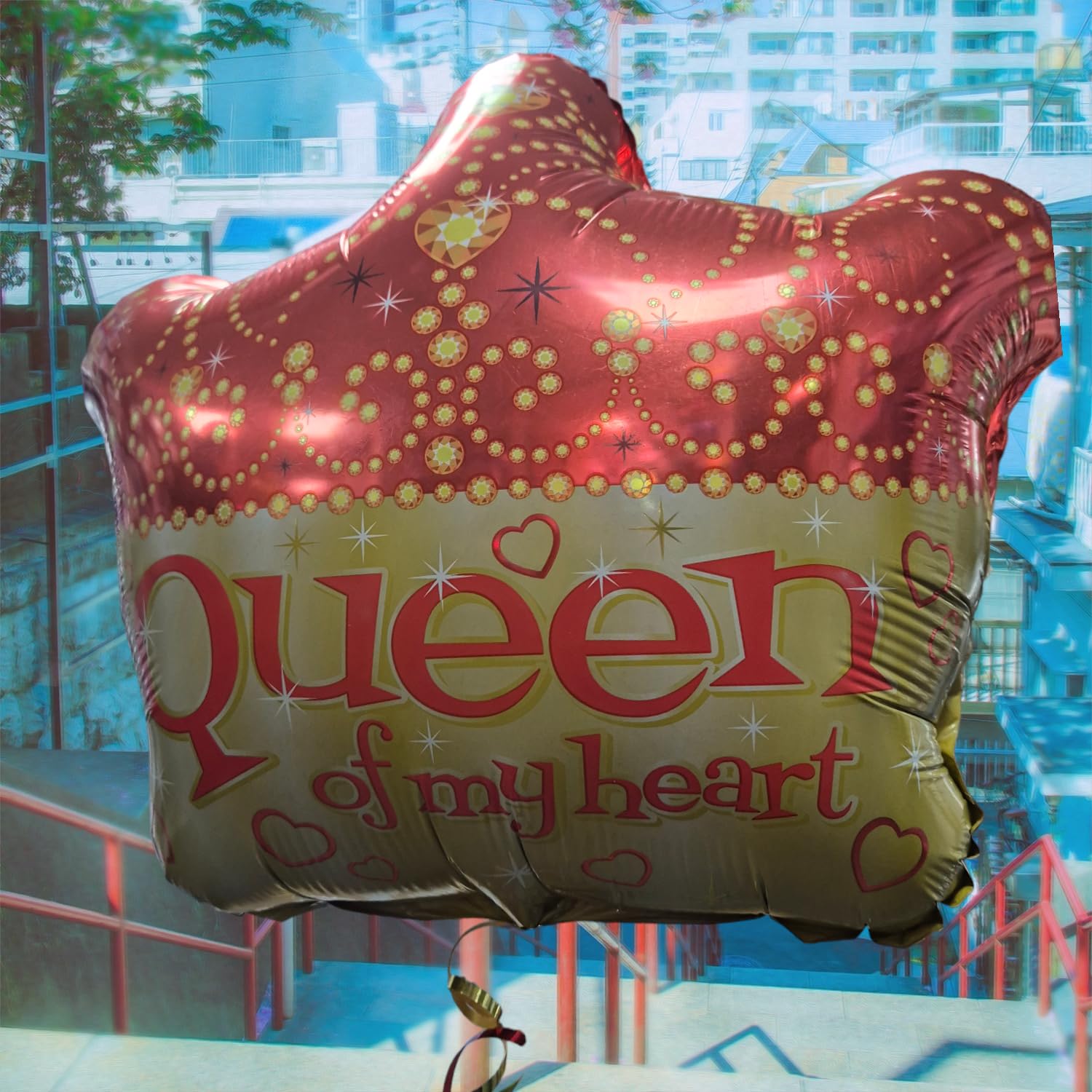 Tri Products King/Queen of My Heart Foil Balloons, 22 inches, 2 Sided Design, Perfect for Weddings, Anniversaries or Valentine's Day Celebrations - Suitable for Air or Helium (Queen of my Heart)