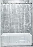 iDesign Clear Vinyl Weighted Shower Curtain Liner 72x84 - Long Waterproof Liner with Magnets for Bathrooms