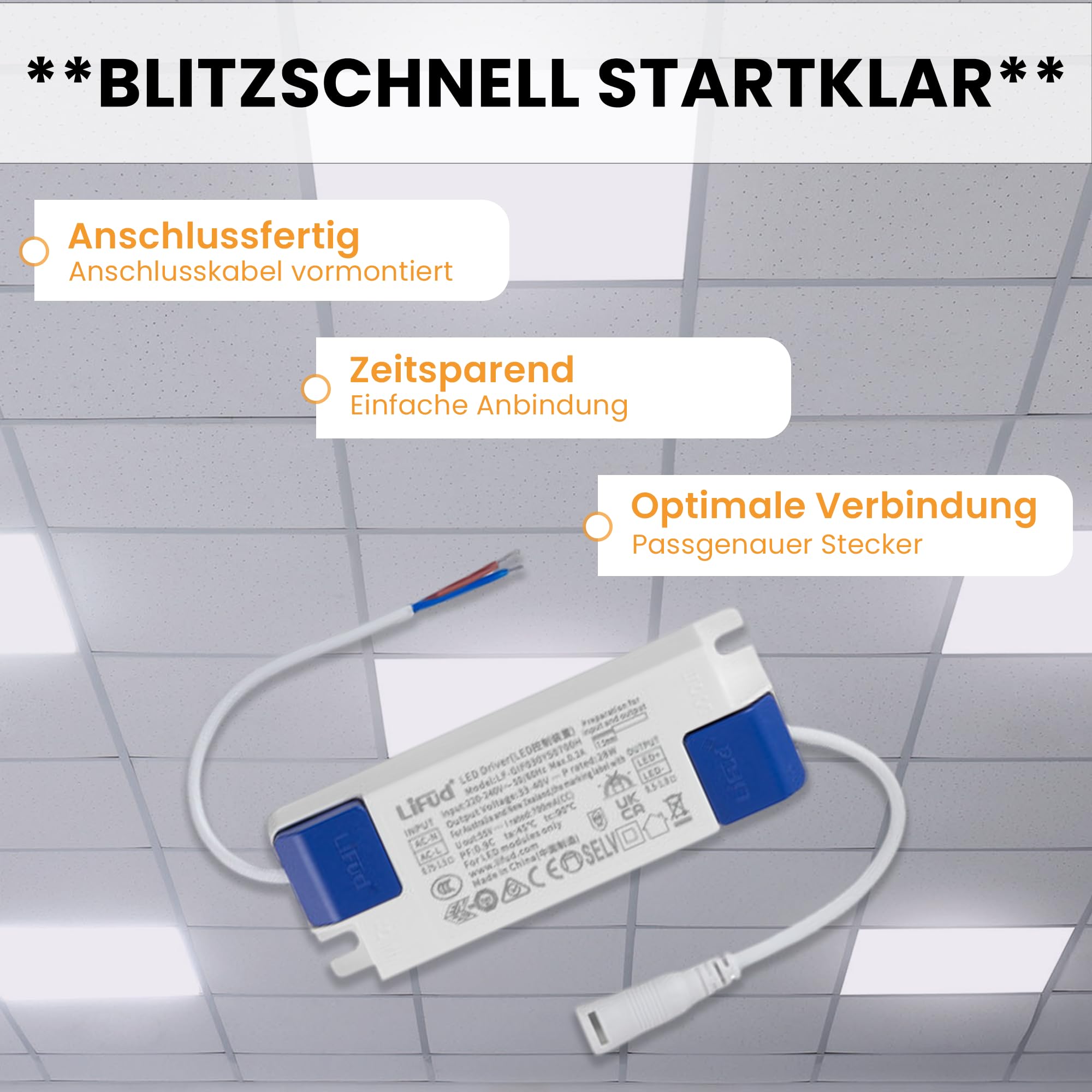 10x LED Panel, Deckenleuchte, 62x62cm, 4400lm, 3000K, 40W, UGR<19, inkl. Trafo, Rasterleuchten, Einlegeleuchte, Büroleuchten (3000 Kelvin (warmweiß), 10 Stück)