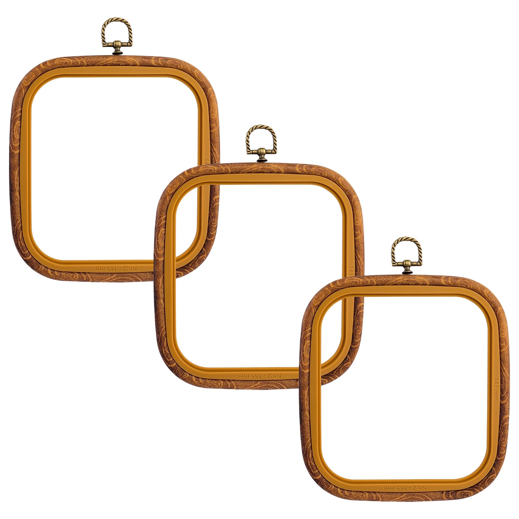 Framendino, 3 Pack Imitation Wood Embroidery Hoops Cross Stitch Craft Hoop Frame for Holiday Decoration 5.71"x6.5"