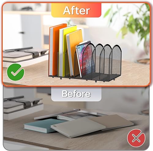 Miniatura 6 de Organizador de archivos de escritorio de 7 secciones, organizador de escritorio de malla, clasificador de archivos, soporte de cartas de