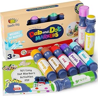 DOODLE HOG Washable Dot Markers for Toddlers Kids Preschool | 8 Colors Bingo Markers | Non Toxic Toddler Arts and Crafts S...