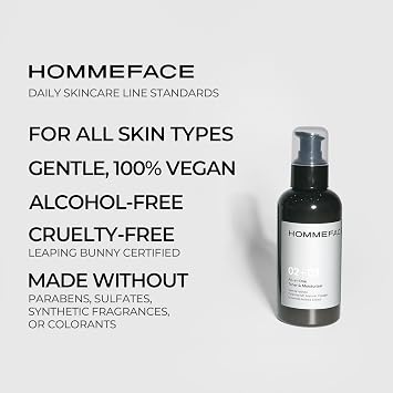HOMMEFACE Mens All-in-One Face Toner & Moisturizer, 5.07 fl oz - Lightweight, Alcohol-Free, After Shaving - Korean Skincare Technology with Collagen, Ceramide & Witch Hazel
