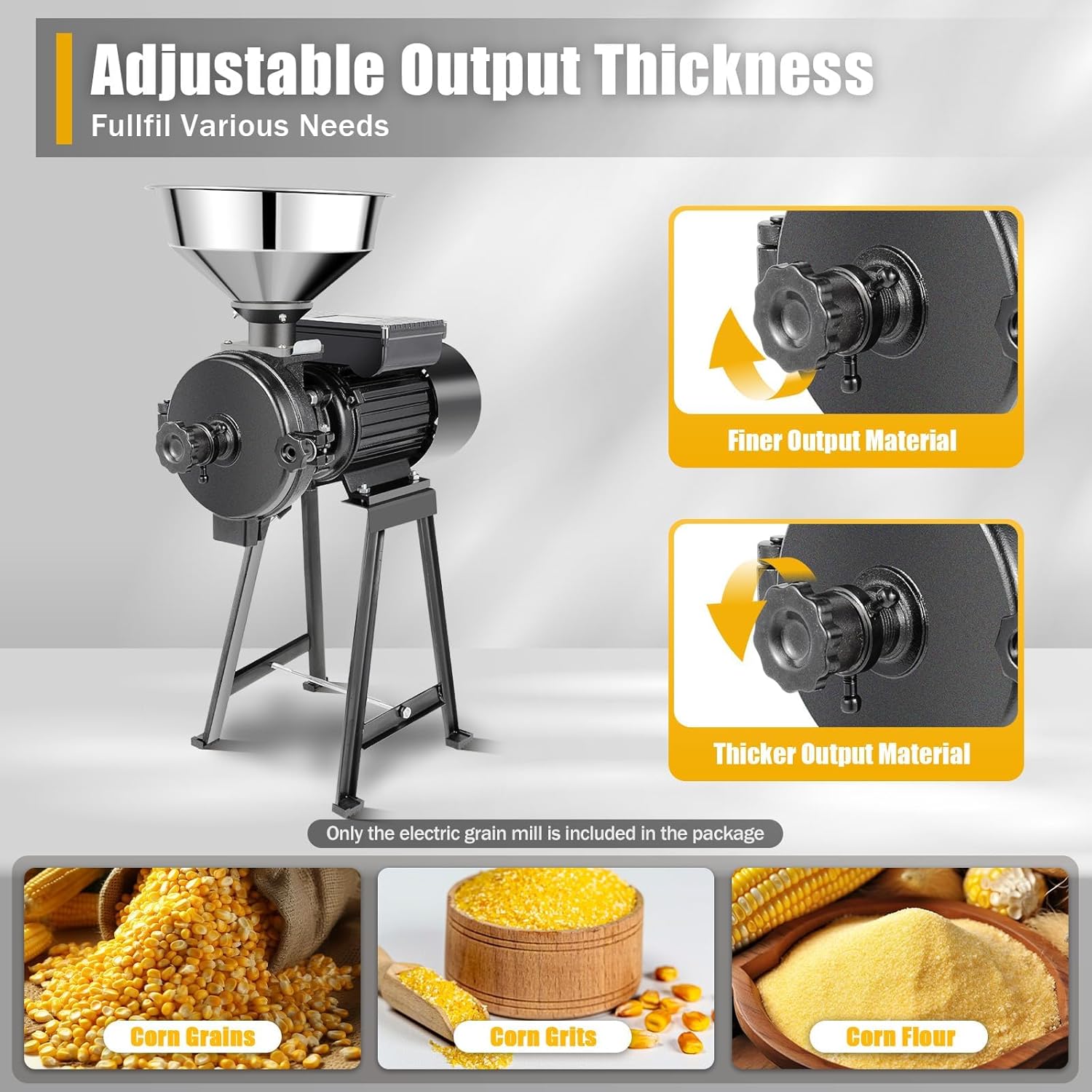 Electric Grinder, Electric Dry Grain Mill Grinder Corn Grinder, Heavy Duty 3000W Electric Grain Mill Grinder Commercial Feed Pulverizer Machine Grinder Machine Feed Mill Wheat Grinder(Dry Grinder)
