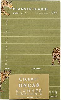Cicero Planner Permanente Bloco Onças Diário12x20 Verde,Colorido,9498