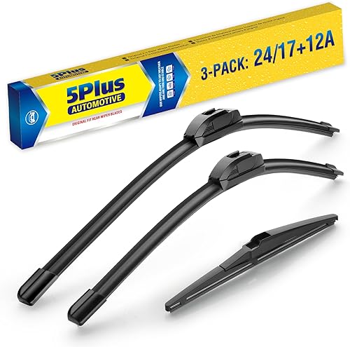 Repuesto para Toyota RAV4 2012 2011 2010 2009 2008 2007 2006 (juego de 3), limpiaparabrisas de 24 pulgadas + 17 pulgadas con limpiaparabrisas