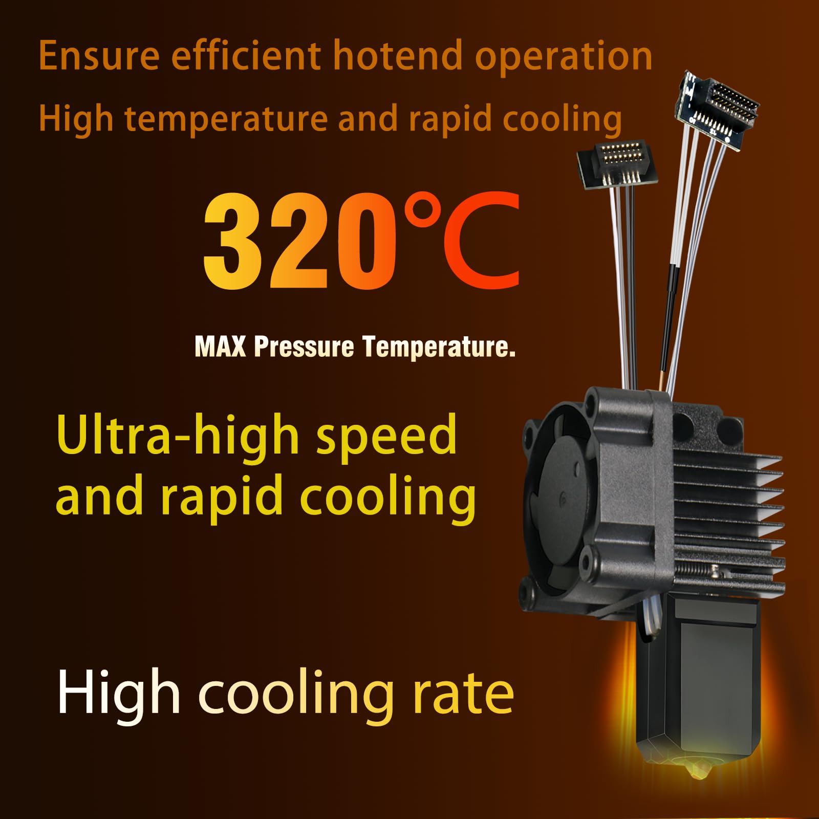 Upgraded All-in-One Hotend Kit for Bambu Lab P1P/P1S (with fan), 3D printer print head pre-installed with cooling fan, thermistor, and heating element (includes 2PK 0.4mm hardened steel nozzle)