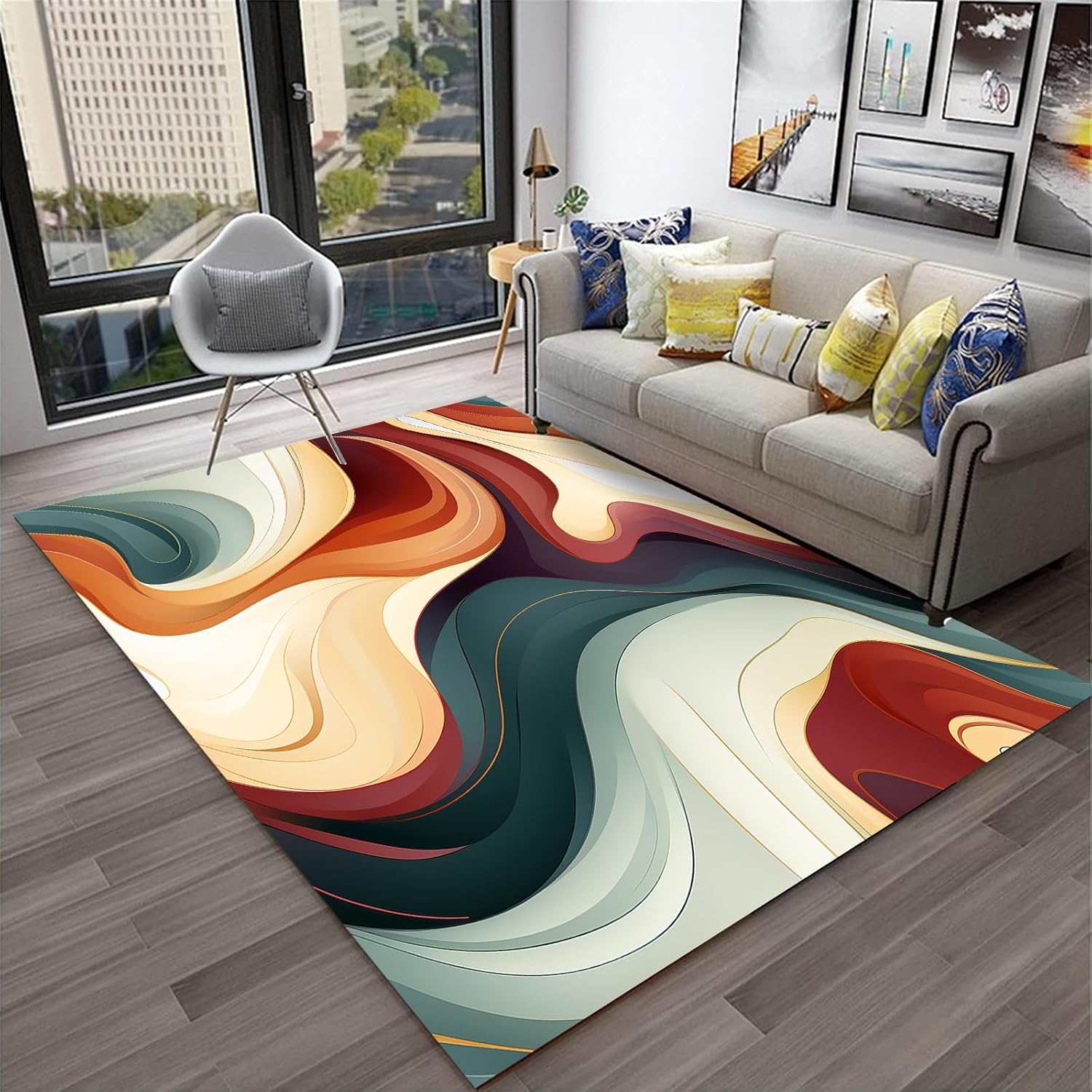 Tapis de chevet abstrait et doux pour une chambre ou un coin yoga