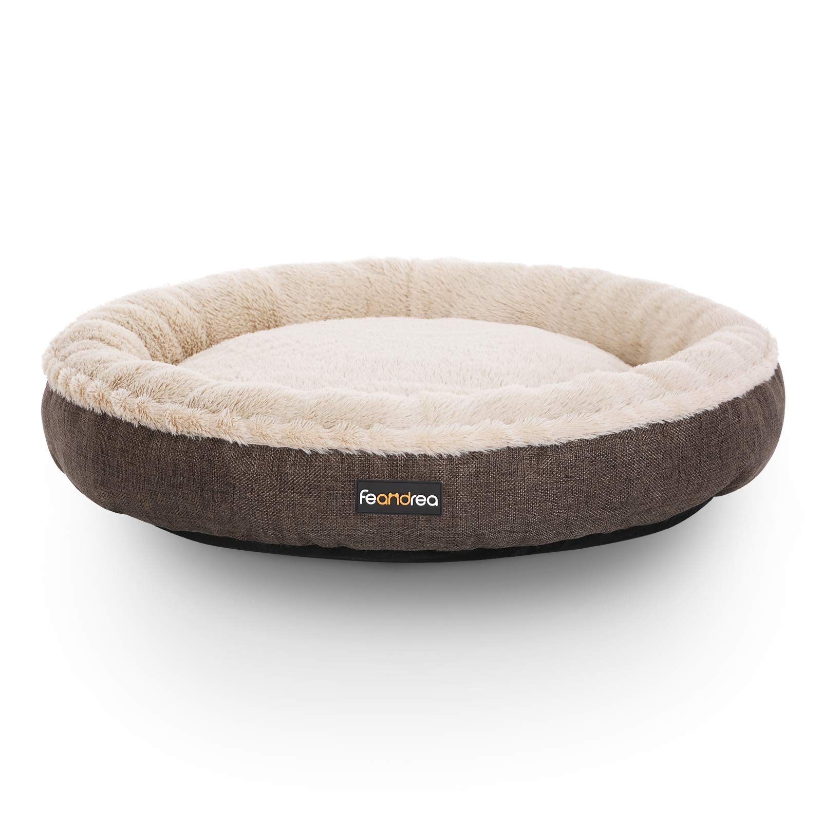 FEANDREA Kosz dla psa, sofa, łóżko dla kotów, okrągły, 65 cm, brązowy PGW65C