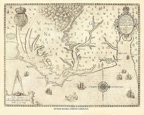 Miniatura 1 de Posterazzi PDXNCOU0001Large Outer Banks North Carolina del Norte, Virginia-1590 Unknown - Póster (36 x 24), multicolor