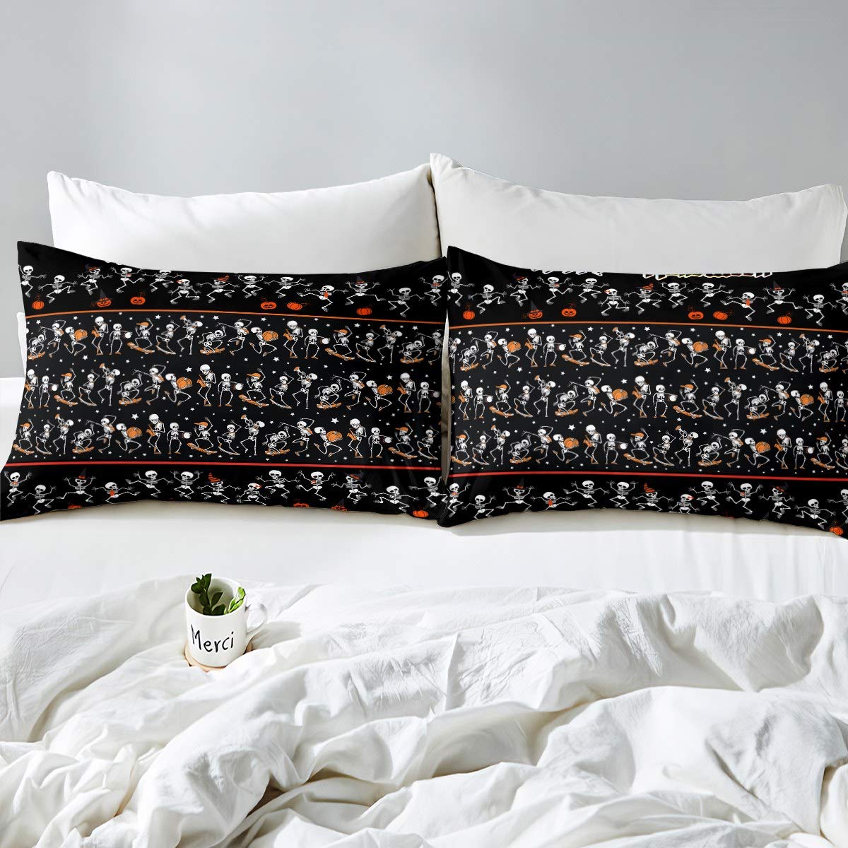 Set Biancheria Letto Con Teschio – Microfibra, 4 Pezzi (Lenzuolo Con Angoli, Lenzuolo Piano, 2 Federe), Taglie Doppia, Queen, King - 3