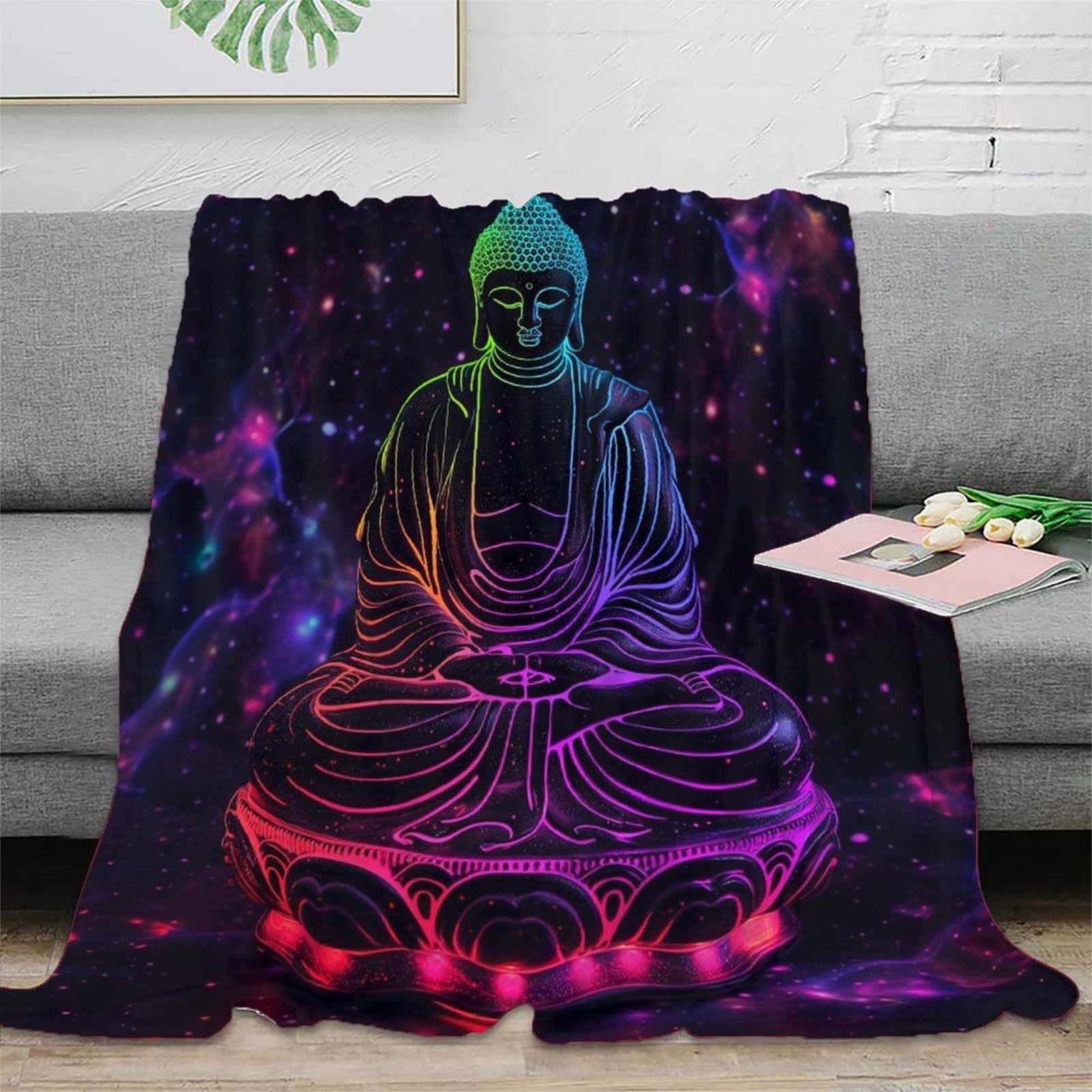 Couverture Bouddha en flanelle 200x230 cm pour lit double