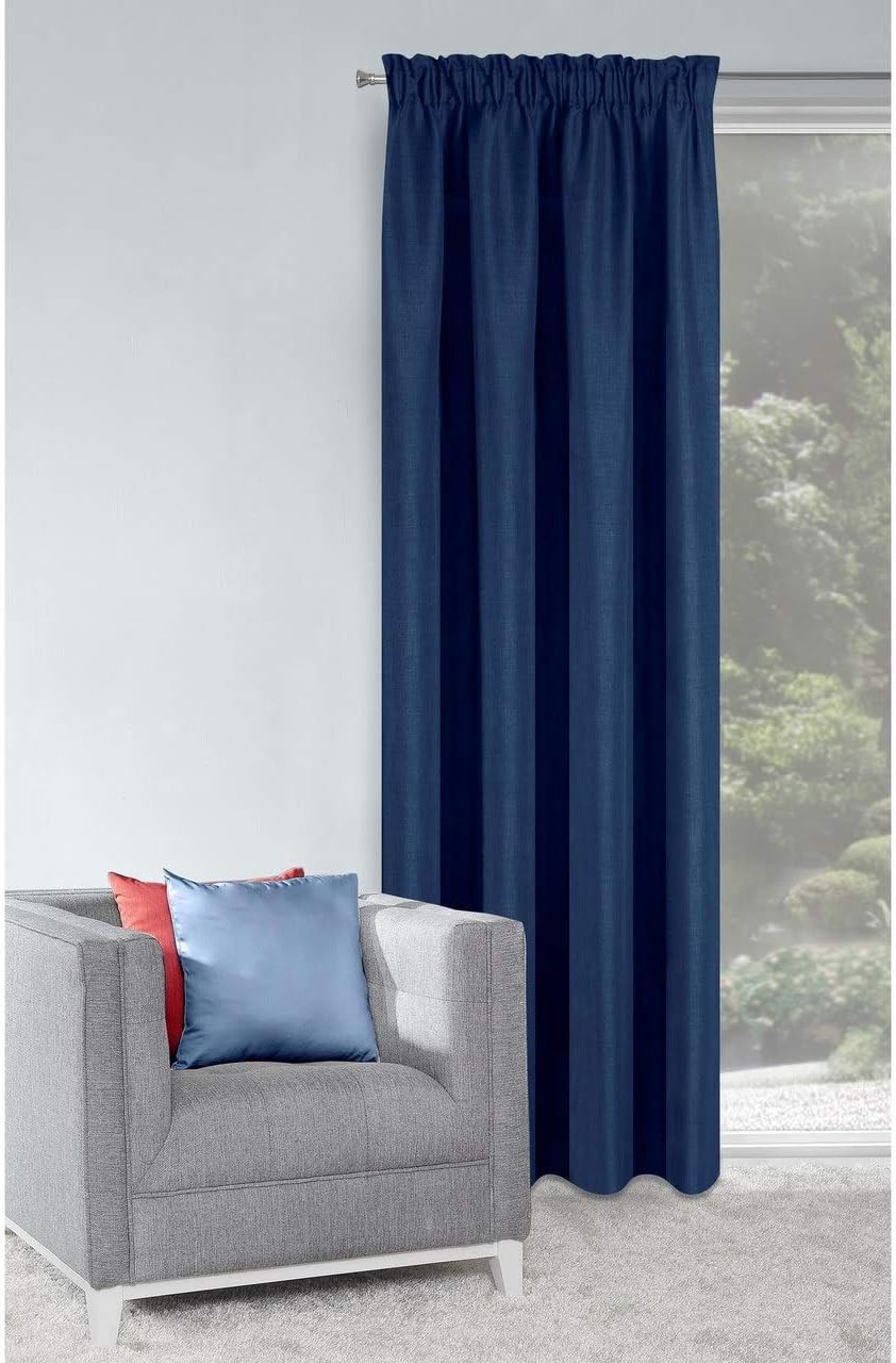 Eurofirany Amelia Curtain Ruffle Tape Plain Plain Weave Living Room Lounge 1 Piece Polyester Blue 140 x 270 cm - Image 4