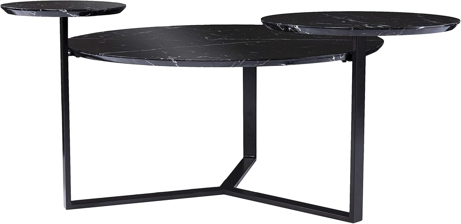 SEI Furniture Saxelby Contemporary Faux Marble 43" Coffee Table, Black