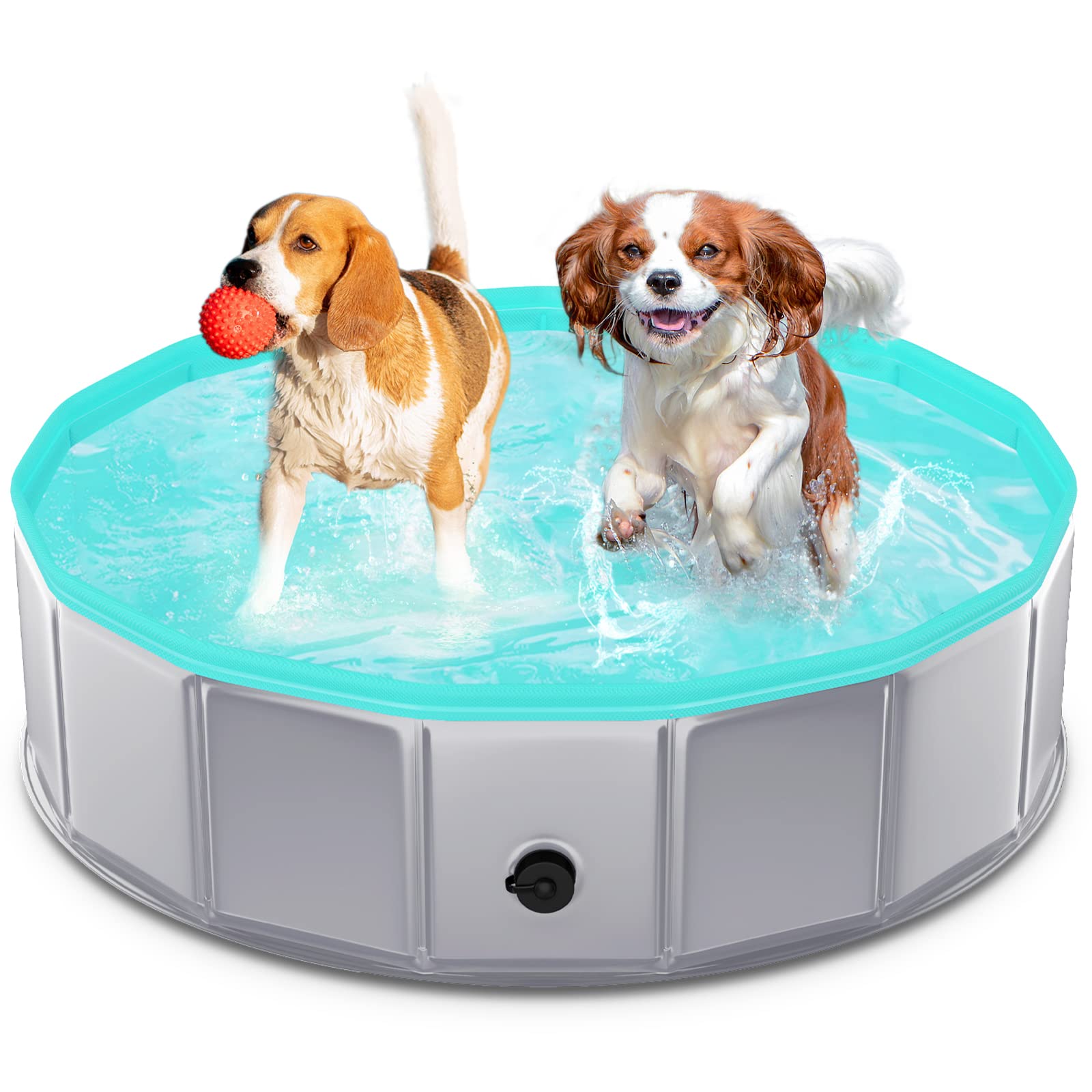 TENXSNUG Piscina per Cani Pieghevole, Antiscivolo Vasca da Bagno per Animali, Portatile Animali Domestici Piscina Bagno per Cani e Bambini, Grigio Chiaro, 80 x 20 cm