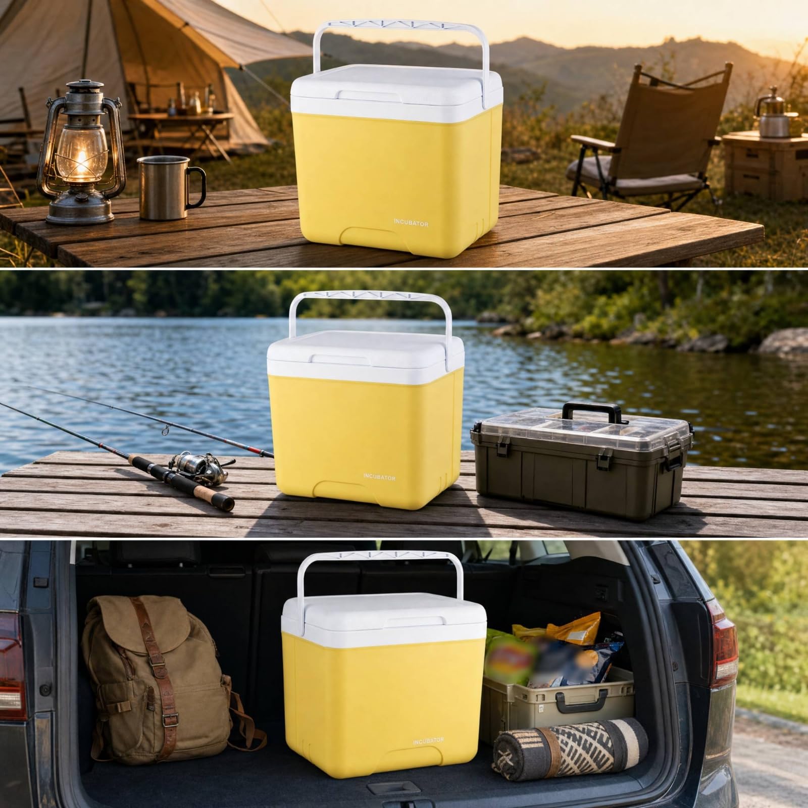 Frigo Portatile Rigido Isolato Borsa Termica Rigida Isolata Contenitore Termico con Coperchio per Viaggiatori, Pescatori, Campeggio