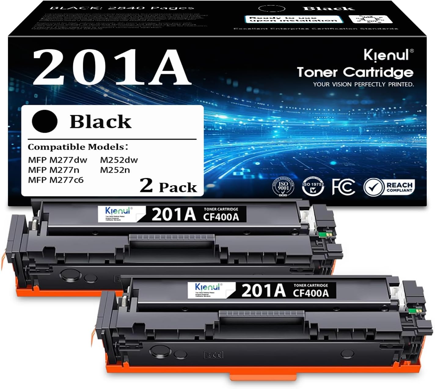 201A Toner Cartridges (4 Pack,B/C/M/Y) - Replacement for HP 201A High-Yield Toner, Compatible with Color Pro MFP M277dw M277n M277c6 M274n, Pro M252dw M252n Printer(CF400A,CF401A,CF402A,CF403A)