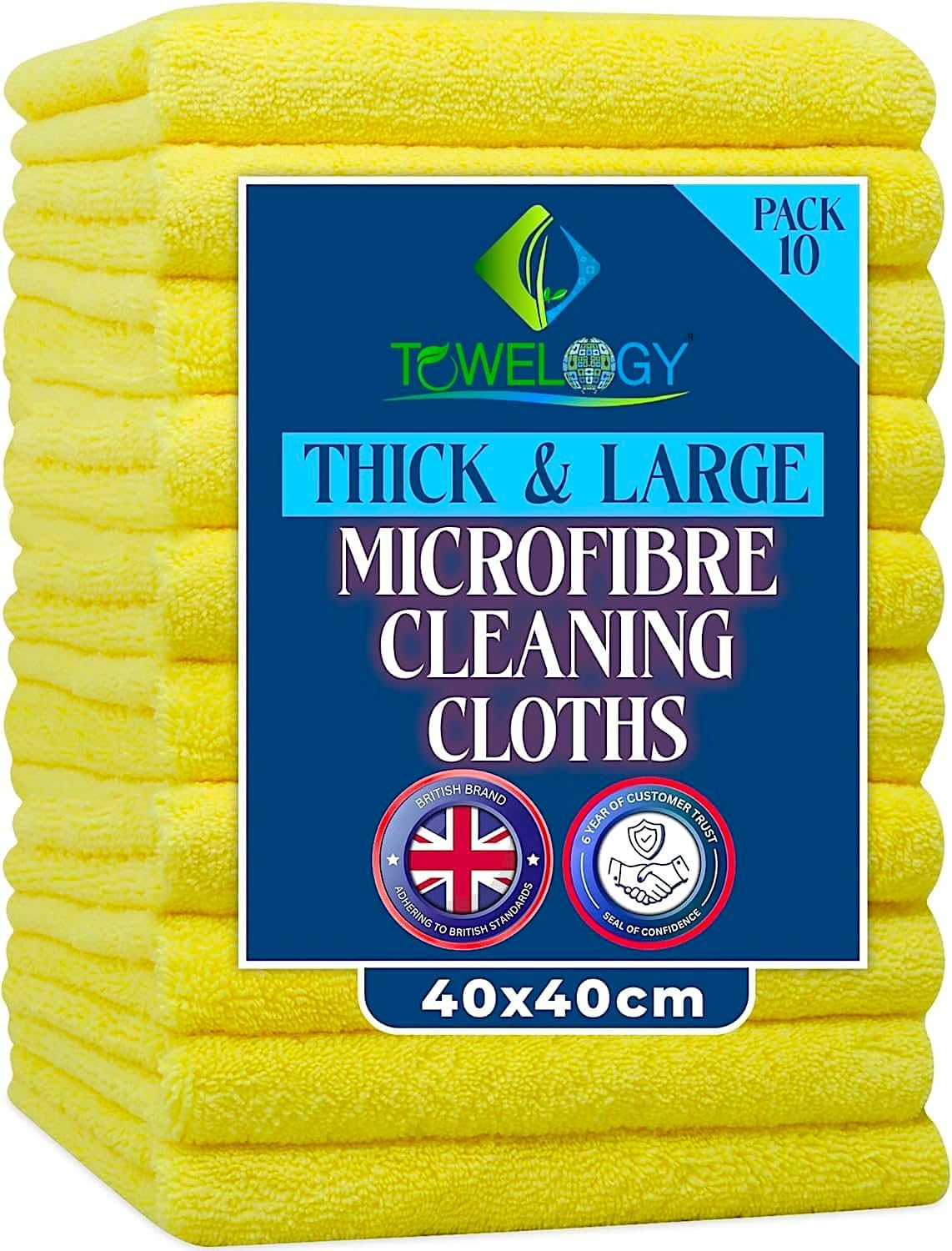 Towelogy Lemon Yellow Towelogy® Heavy Duty Microfibre Cleaning Cloths For Home All Purpose - Larger, Thicker, More Absorbent Cleaning Cloth - 100% Lint Free Micro Fibre Cloths For Kitchen, Bathroom And Car (Lemon Yellow)
