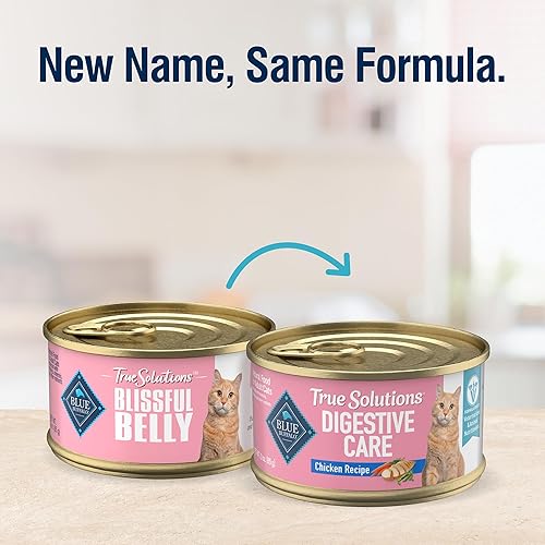 Miniatura 2 de Blue Buffalo True Solutions Blissful Belly Natural Digestive Care Alimento húmedo para gatos adultos, latas de pollo de 3 onzas (paquete de 24)