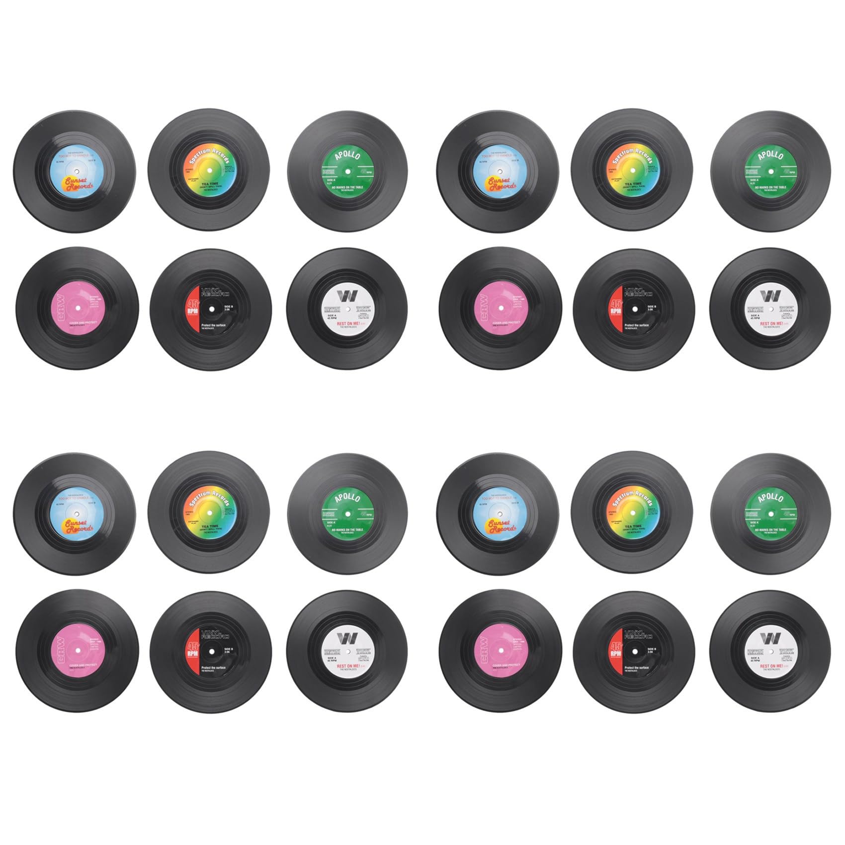 Hndhbfgrt 24pieces Retro Vinyl Disc Drink Coasters