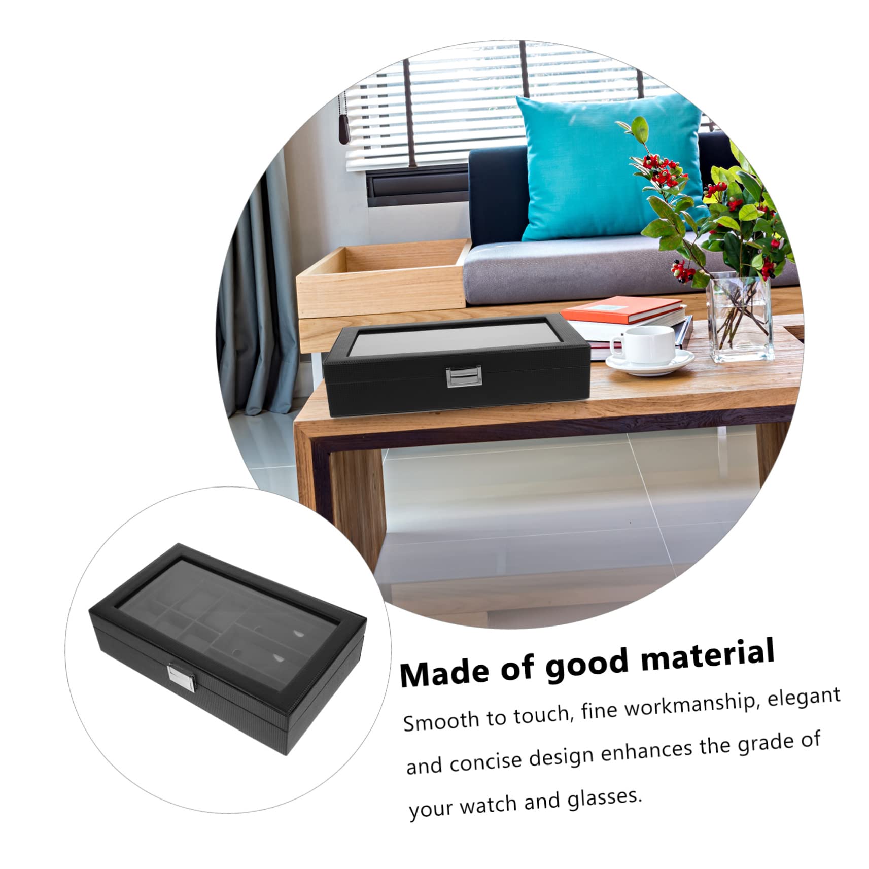 SHERCHPRY Brillenetui Organizer für Sonnenbrillen Uhrenetui Schmuckbox aus Hochwertigem Material Schmuckaufbewahrung für Zuhause und Unterwegs Robuste Aufbewahrungsbox