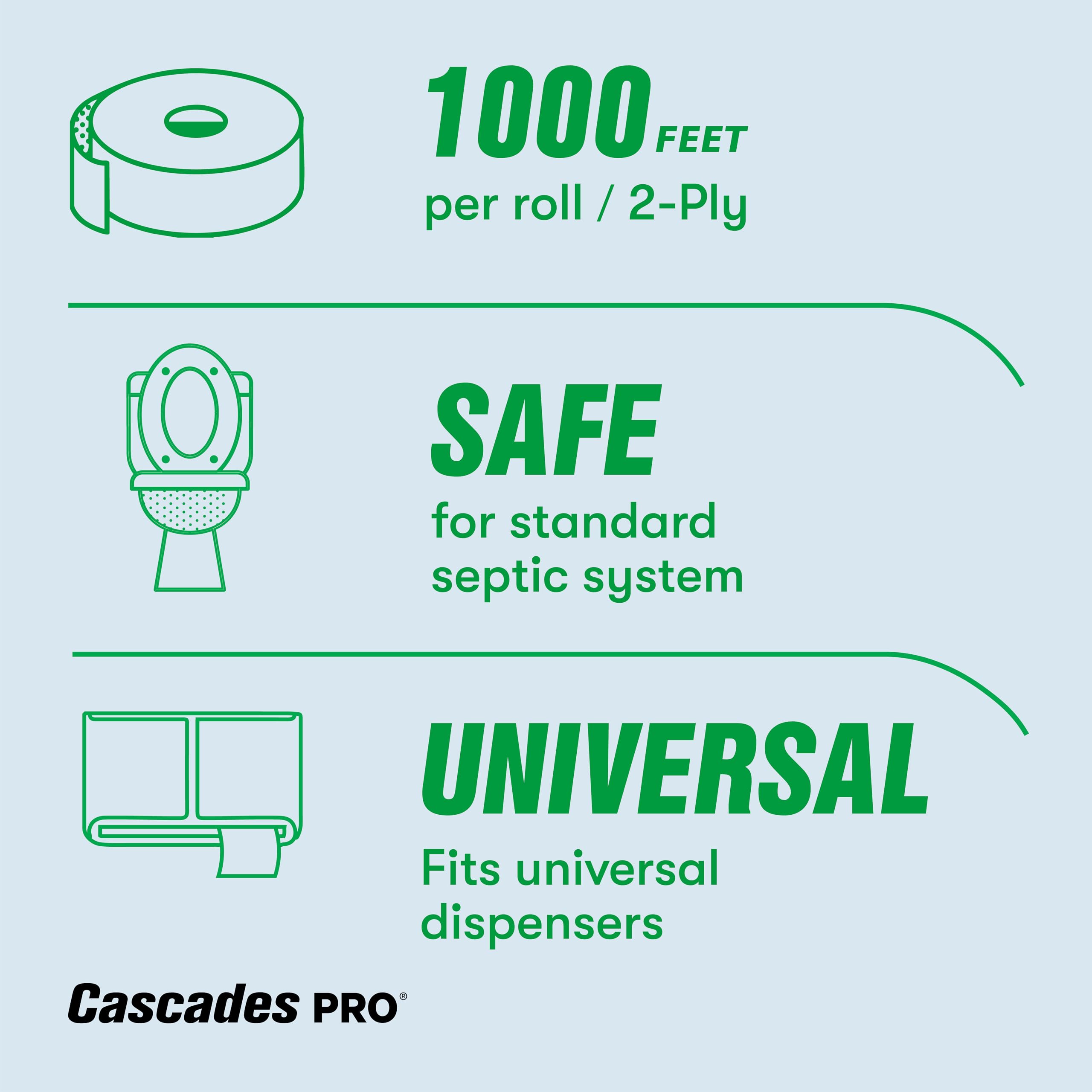 Pro Select – Jumbo baño tejido, 3,3 x 1000 pies, Blanco, 12 rollos/caja