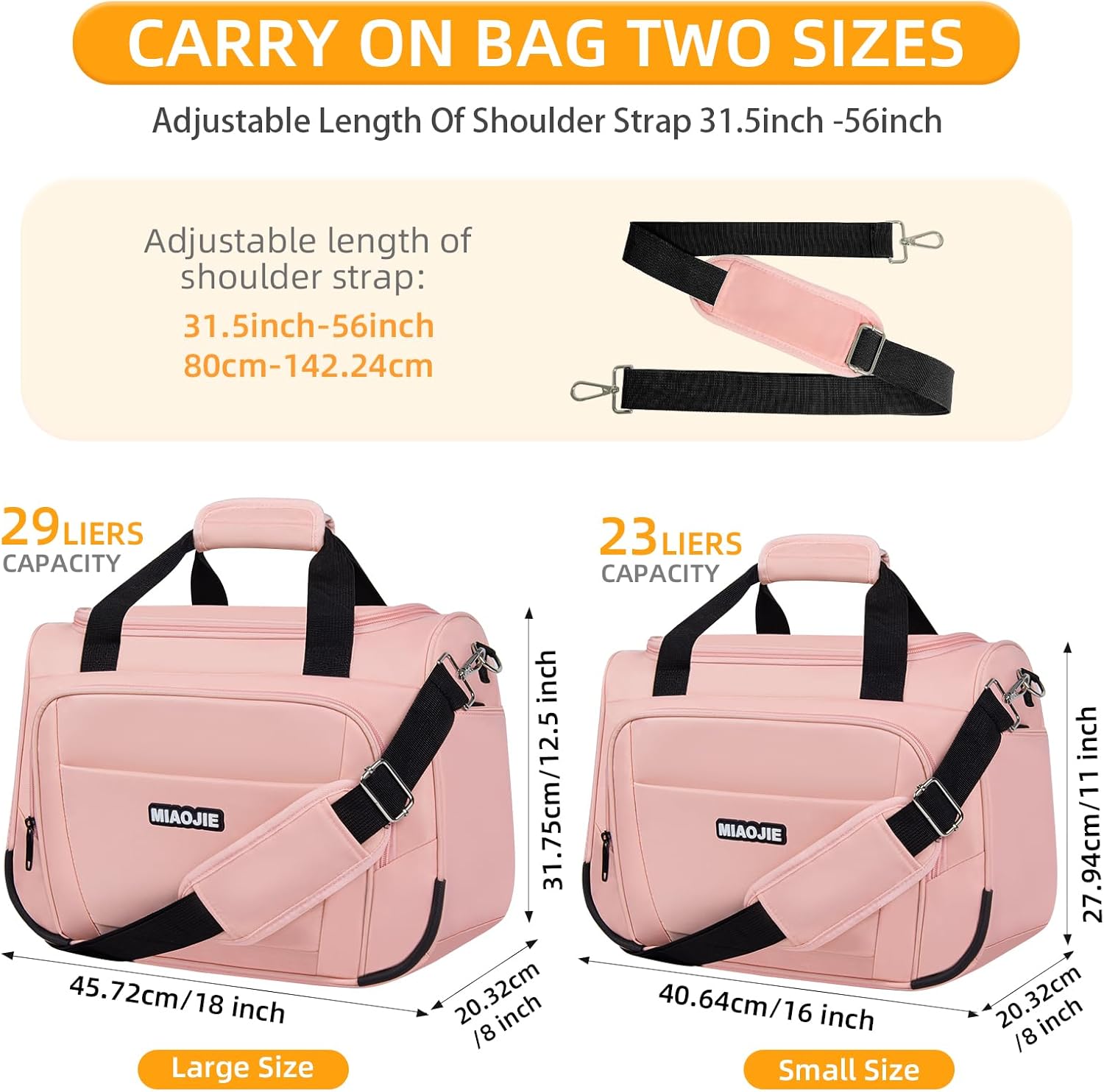 Underseat Carry On Luggage - Lightweight Travel Tote Weekender Bag Overnight Duffle for Travel, Personal Item - Pink-16Inch - Image 2