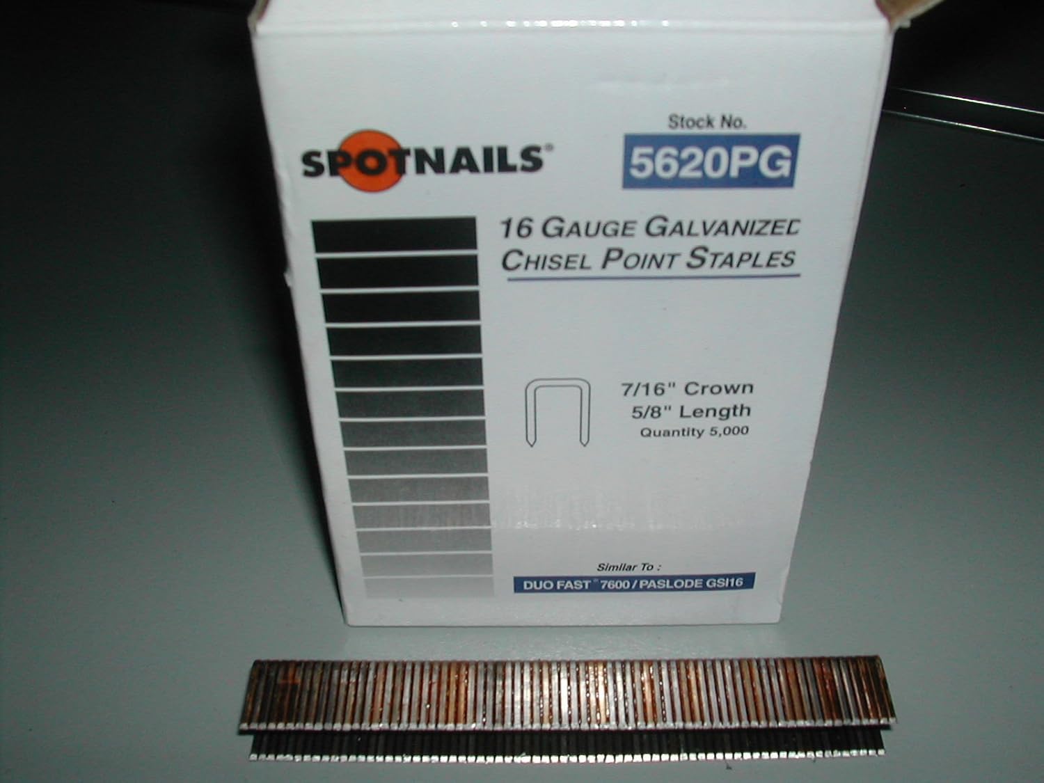Staples 7/16 Crown x 5/8 for DuoFast Paslode GSI 16 Gauge Staple Guns (10,000)