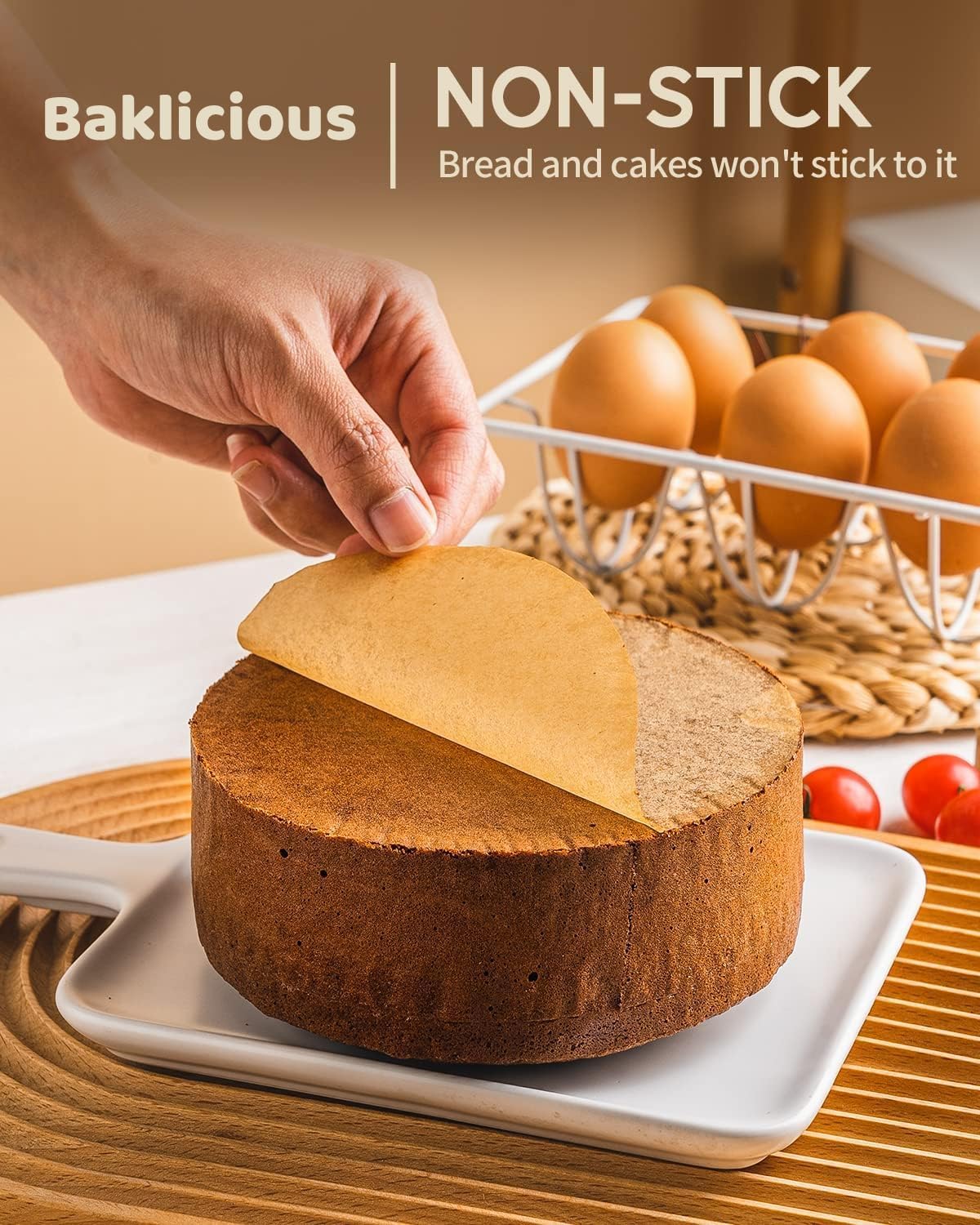 Baklicious 8inch 250pcs Unbleached Non-Stick Parchment Paper Rounds