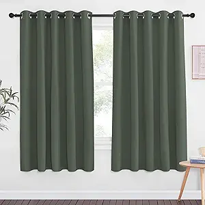 NICETOWN Blackout Curtain Drape for Bedroom - Grommet Noise Reducing Thermal Insulated Room Darkening Window Treatment for Living Room (1 Panel, Dark Mallard, W66 x L66 Inch)