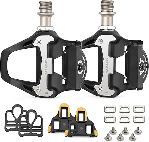 SAVADECK Pedales de bicicleta de carretera pedales de aleación de aluminio con tacos para sistema ShimanoLook pedales autobloqueados de 916 pulgadas