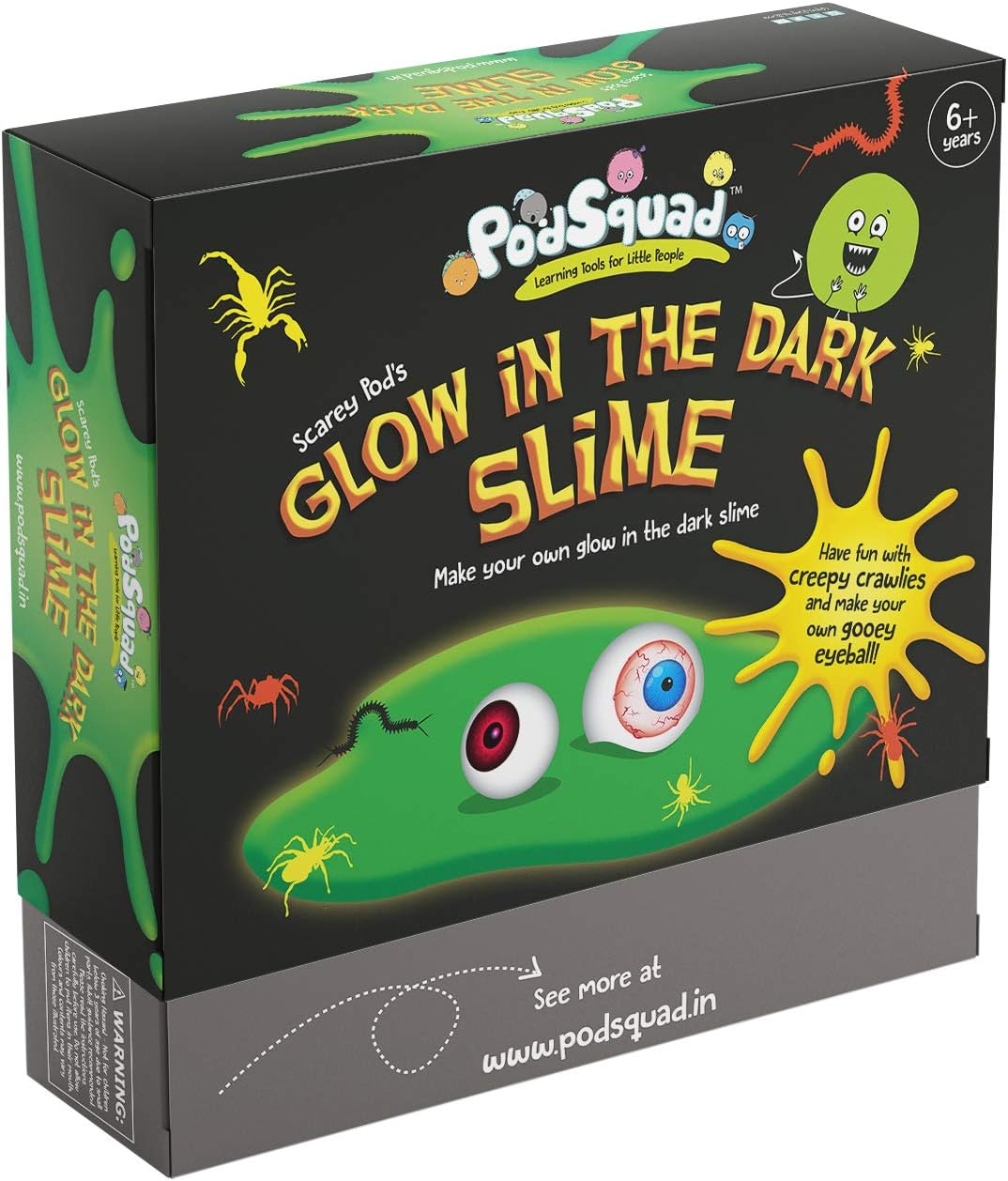 PodSquad Glow in The Dark Slime- Black Slime Activity Box for 6 Years and Above
