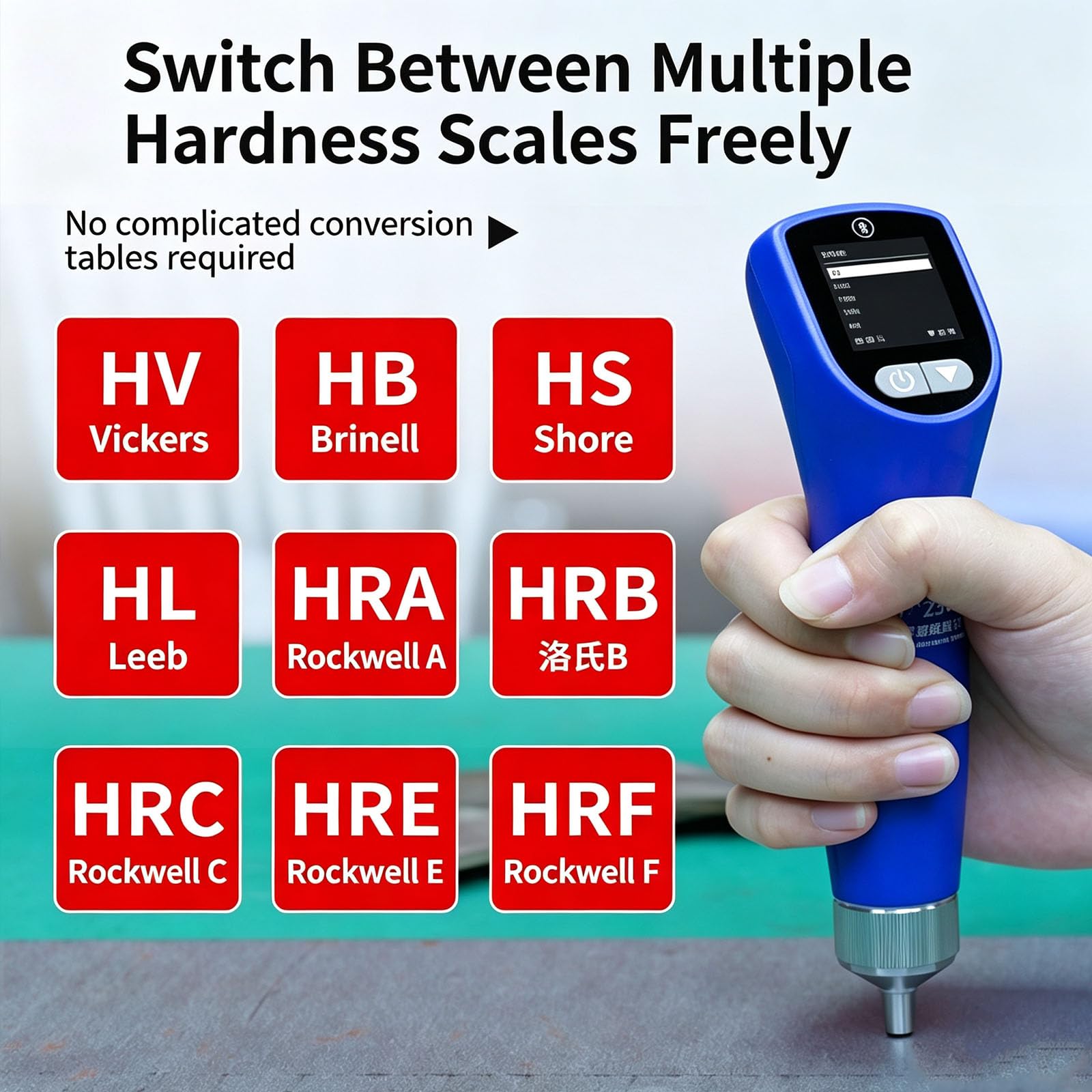 Ultraschall-härteprüfgerät Mit Zwei Prüfköpfen Und Lcd-display, Für Hv-, Hrc-, Hrb- Und Hb-prüfungen, Integrierte Speicherfunktion, 1hv-0,1hrc-auflösung Für Metallische Werkstoffe Und Ultradünne