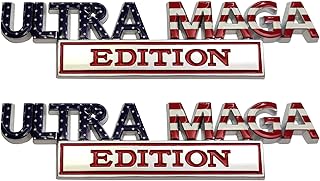 2-Pack Ultra MAGA Edition 3D Raised Metal Car Emblems - Patriotic Red, Blue, White Decals