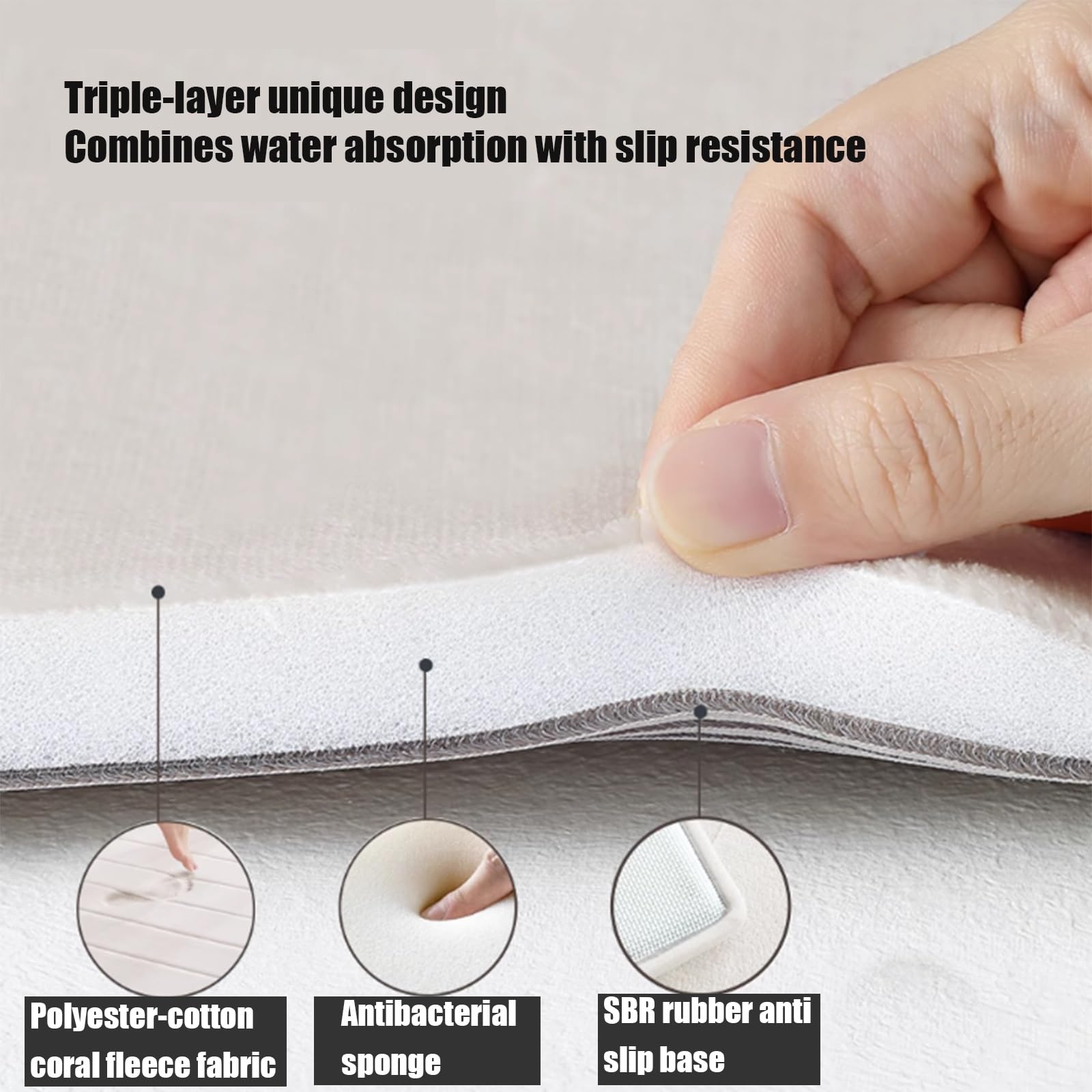 Tappetino da Bagno Morbido in Memory Foam, Tappeti Lavabili in Lavatrice, Tappeto da Bagno Assorbente per Pavimento Doccia e Vasca da Bagno(B,45 * 70cm)