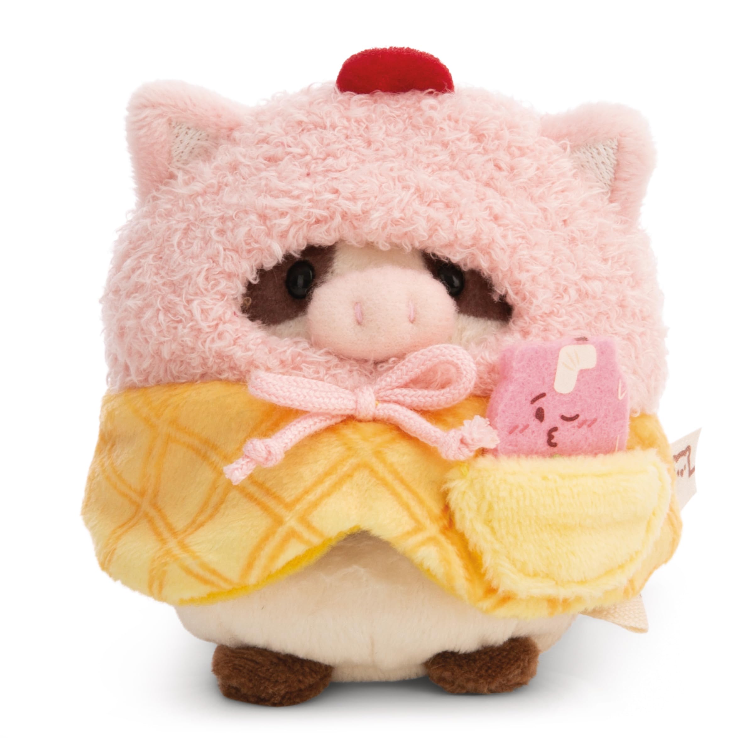NICI soft toy cow Moona 8cm with milk-shake & soft ice cream costume in gift box 8,5x6,5x10cm - white - Fluffy plush, cute to cuddle and play with, for children & adults - 61655