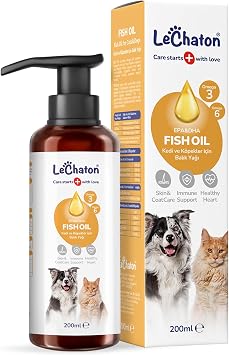Kediler Ve Köpekler Için Balık Yağı 200ml Omega 3 ve 6 Takviyesi Tüy ve Cilt Sağlığı Destekleyici