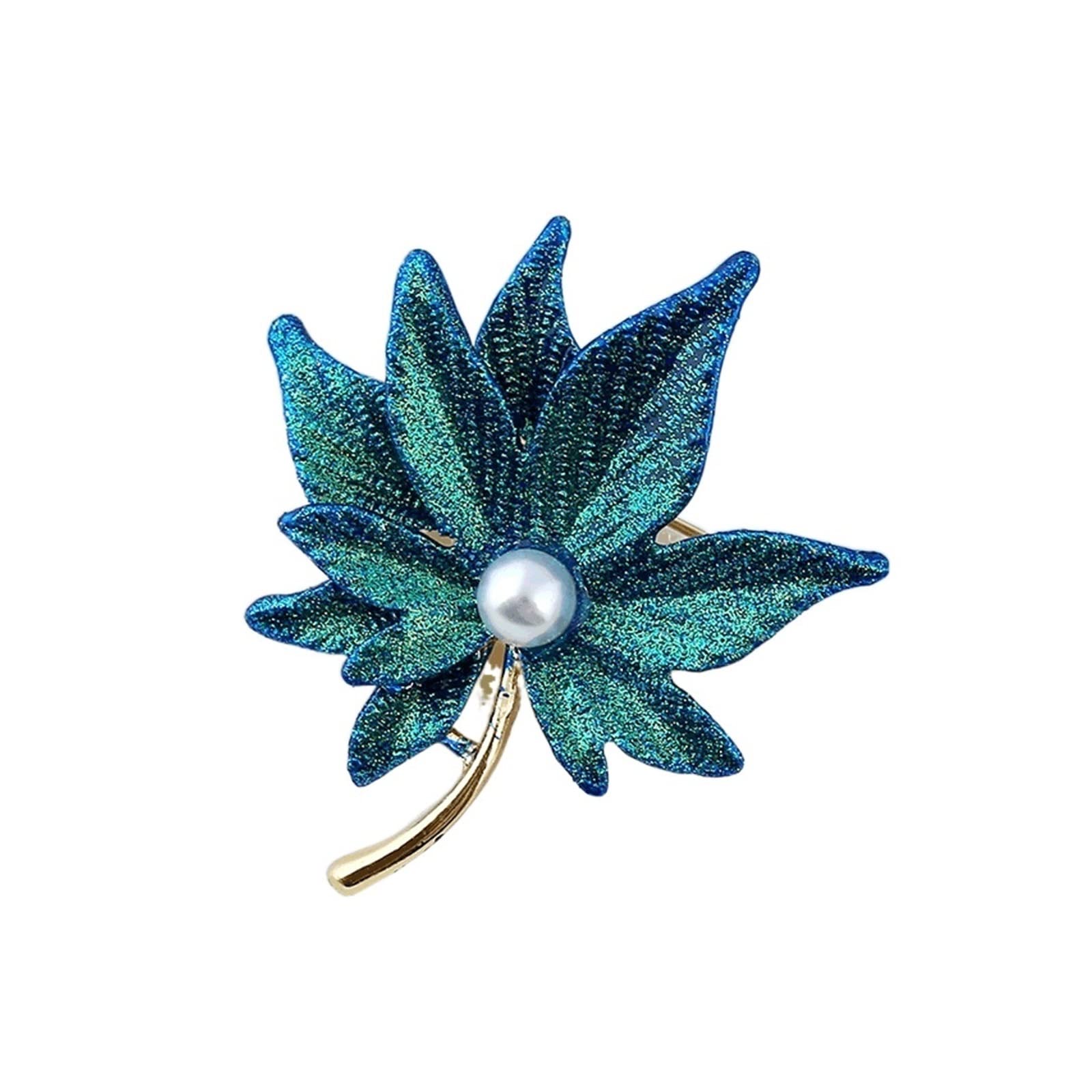 Broche double feuille d'érable et perle pour blazer femme - 8