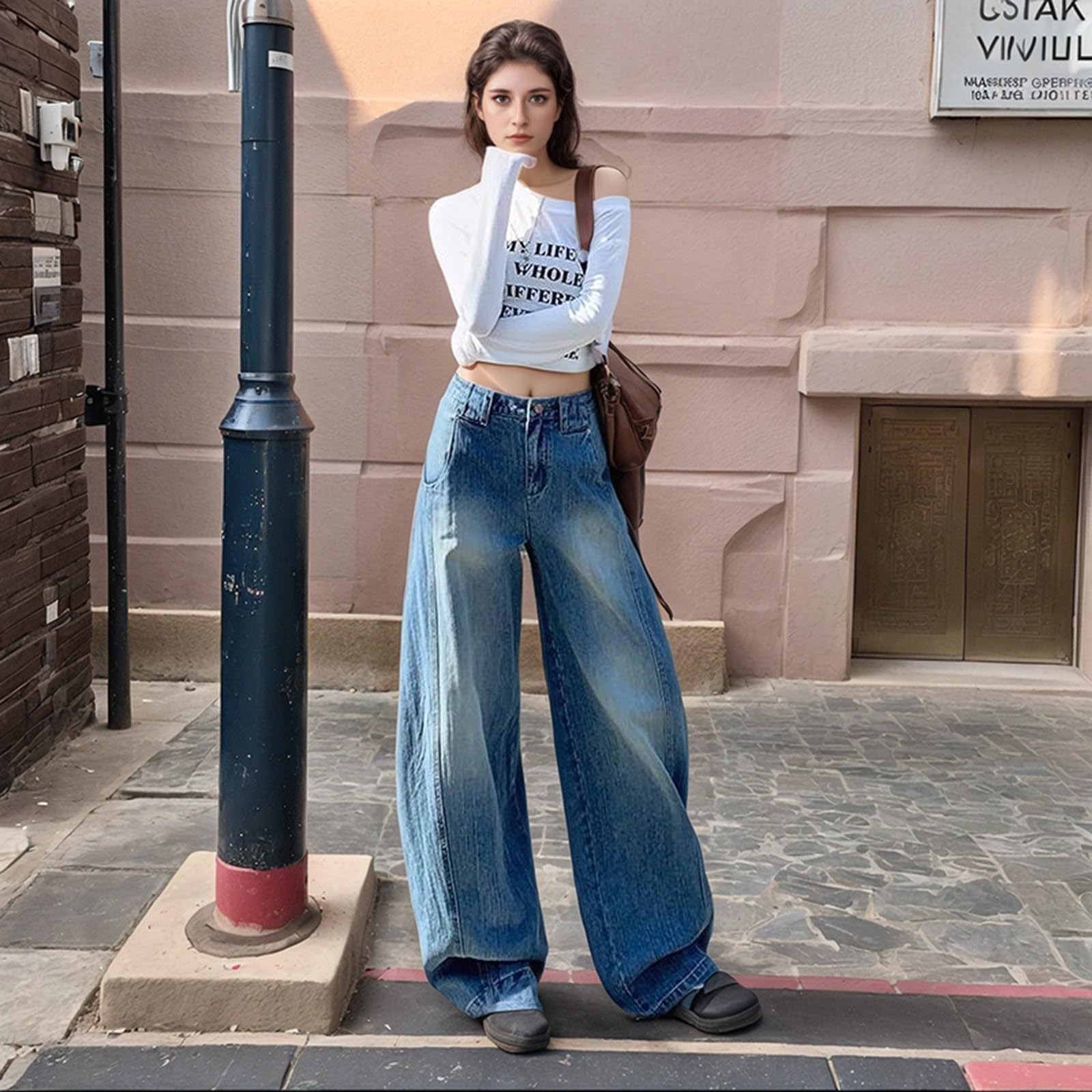 Pantalón Vaquero Mujer Vaqueros Elasticos Ropa Baggy Pantalones Rectos Primavera Tejanos Casual Tallas Grandes Ancho Invierno Ligero Anchos