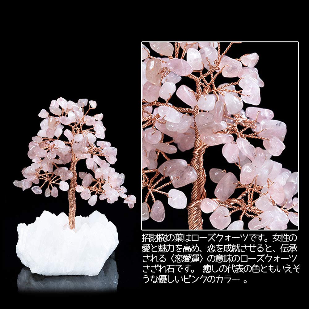 Amazon.co.jp: 招財樹 金のなる木【紅石英 ローズクォーツ】 ピンク 